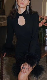 FEATHER STITCHED DRESS IN BLACK styleofcb 