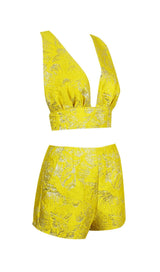 JACQUARD TWO PIECE SET IN YELLOW Clothing styleofcb 