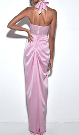 Noemie Pink Crystal Corset Satin Gown Dresses Oh CiCi 