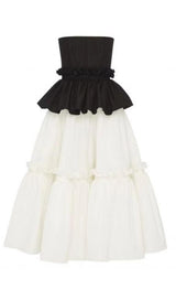 JOINT MIDI DRESS IN BLACK AND WHITE styleofcb 