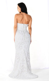 White Sequin Lace Strapless Maxi Dress New Arrivals styleofcb 