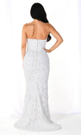 White Sequin Lace Strapless Maxi Dress New Arrivals styleofcb 