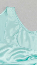 KNOT SIDE SATIN MIDI DRESS IN MINT DRESS STYLE OF CB 