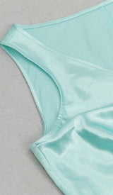 KNOT SIDE SATIN MIDI DRESS IN MINT DRESS STYLE OF CB 