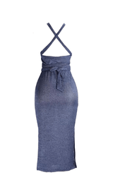 LACE UP SLEEVELESS SLIM MIDI DRESS