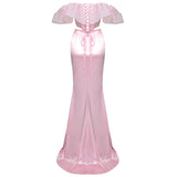 LACE SATIN MAXI DRESS IN PINK DRESS styleofcb 