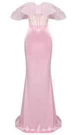 LACE SATIN MAXI DRESS IN PINK DRESS styleofcb 