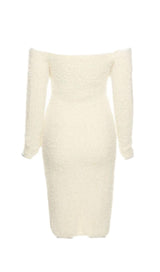 LONG SLEEVE MIDI DRESS IN IVORY styleofcb 