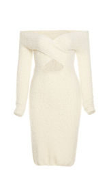 LONG SLEEVE MIDI DRESS IN IVORY styleofcb 