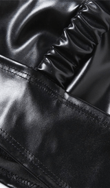 Lapel Navel Crop PU Leather Top Suit styleofcb 