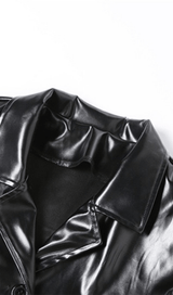 Lapel Navel Crop PU Leather Top Suit styleofcb 