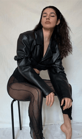 Lapel Navel Crop PU Leather Top Suit styleofcb 