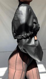 Lapel Navel Crop PU Leather Top Suit styleofcb 