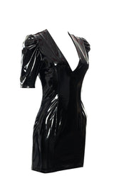 Leather V-neck dress styleofcb 