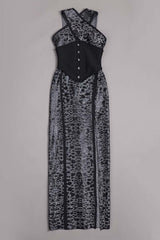 LEOPARD PRINT CRISS CROSS TIGHT BELT SPLIT LONG BANDAGE DRESS Bandage Dresses styleofcb 