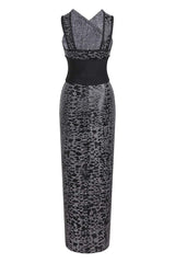 LEOPARD PRINT CRISS CROSS TIGHT BELT SPLIT LONG BANDAGE DRESS Bandage Dresses styleofcb 