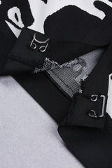 Leopard Print Deep V Short Bandage Jacket In Black TOPS & SKIRTS styleofcb 