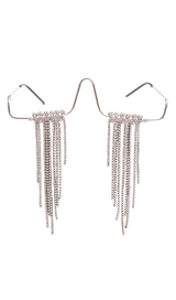 Long fringed rhinestone pendulum glasses styleofcb SILVER 