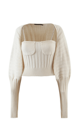 Long sleeve camisole with metal chain. ohmogo WHITE S 