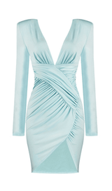 Long sleeve slim blazer dress styleofcb LIGHT BLUE XS 