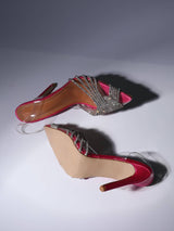 CRYSTAL EMBELLISHED SANDALS IN HOT PINK Shoes styleofcb 