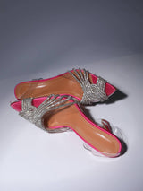 CRYSTAL EMBELLISHED SANDALS IN HOT PINK Shoes styleofcb 