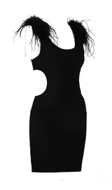 MESH FEARHER BANDAGE MINI DRESS IN BLACK Dresses styleofcb 