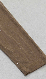 MESH PLUNGE JUMPSUIT IN BROWN DRESS STYLE OF CB 