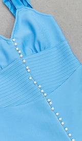 MICRO BUTTON MERMAID MIDI DRESS IN BRIGHT BLUE DRESS STYLE OF CB 