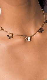 Metal Butterfly Tassel Pendant styleofcb GOLD Five-Butterflies 