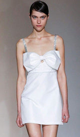 CRYSTAL SATIN MINI DRESS IN WHITE Dresses styleofcb 