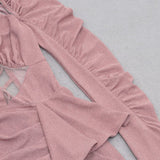 HIGH SLIT AND RUFFLES BACKLESS DRESS IN PINK styleofcb 