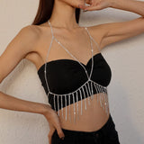 TASSEL AND DIAMOND CHEST CHAIN IN SILVER blingmyfriend 