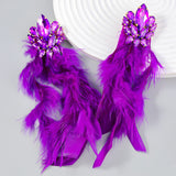 RHINESTONE FEATHER EARRINGS Earrings sis label 