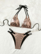 LACE UP HALTER BIKINI IN GOLD styleofcb 