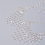 TASSEL AND DIAMOND CHEST CHAIN IN SILVER blingmyfriend 