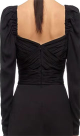 LONG SLEEVE SQUARE COLLAR MIDI DRESS styleofcb 