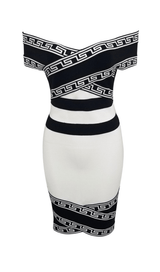 OFF SHOULDER BANDAGE MIDI DRESS