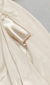 OFF SHOULDER RUCHED ASYMMETRICAL MIDI DRESS IN GRAY DRESS STYLE OF CB 