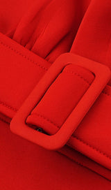 OFF SHOULDER V NECK BODYCON MIDI DRESS IN RED Dresses styleofcb 