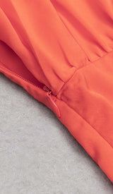 OFF THE SHOULDER SATIN MIDI DRESS IN RED DRESS STYLE OF CB 