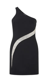 ONE SHOULDER MINI DRESS IN BLACK Dresses styleofcb XS BLACK 