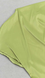 ONE SHOULDER SATIN SLIT MAXI DRESS IN GREEN DRESS STYLE OF CB 