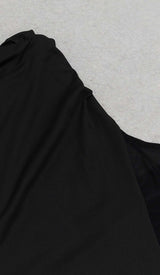 ONE SHOULDER SATIN MAXI DRESS IN BLACK DRESS STYLE OF CB 