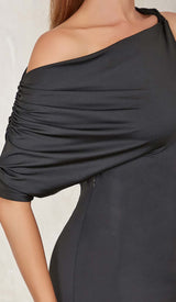 ONE SHOULDER SATIN MAXI DRESS IN BLACK DRESS STYLE OF CB 