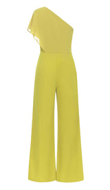 ONE SHOULDER TIERED JUMPSUIT IN OLIVE DRESS STYLE OF CB 