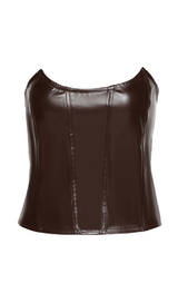 One-shoulder faux leather slim vest styleofcb 