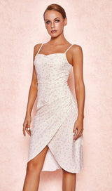 PINK FLORAL BODYCON MIDI DRESS styleofcb 