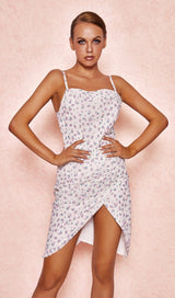 PINK FLORAL BODYCON MIDI DRESS styleofcb XS FLORAL 