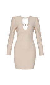 PLUNGE BANDAGE MINI DRESS IN NUDE Dresses styleofcb 